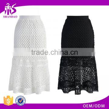 2016 Guangzhou Shandao New Design Summer Hot Selling Women Party Wear Black Slim Fit Lace Long Skirt Models