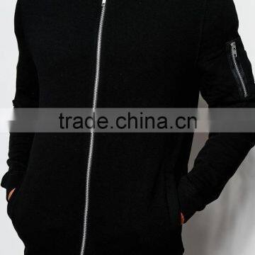 Black Jersey Jacket With Pocket on Sleeve photo-2