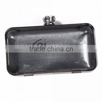 Iron Based Alloy Rectangle White Gunmetal Flower Acrylic Imitation Pearl Kiss Clasp Purse Frame photo-3