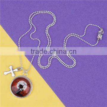 Fashion Jewelry Silver Plated Cross Cat Copper Halloween Necklace photo-3