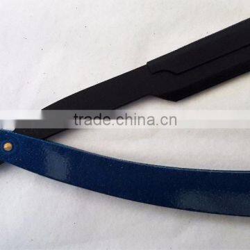 CUT THROAT SHAVETTE STRAIGHT SHAVING RAZOR Black Blade Blue Handle photo-2