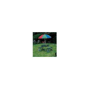 picnic table with umbrella