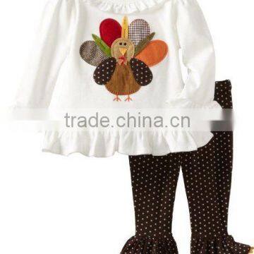 thanksgiving day turkey embroidery kids custom boutique outfits