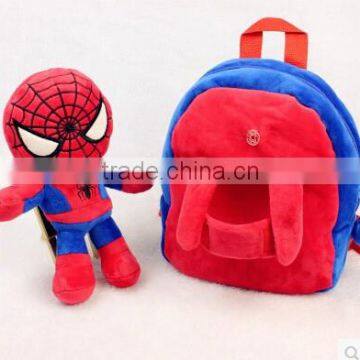 Carton design plush spider man backpack /plush animal backpack