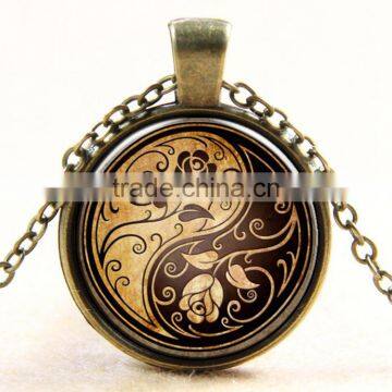 XP-TGN-LT-104 Hot Sale Life Tree Charm Dome Cabochon Pendant Family Glass Colorful Time Gem Necklace For Gift