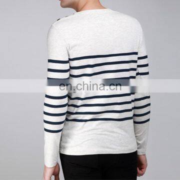 Men's New Casual Stripes Round Collar Long Sleeve Wholesale T-shirt photo-2