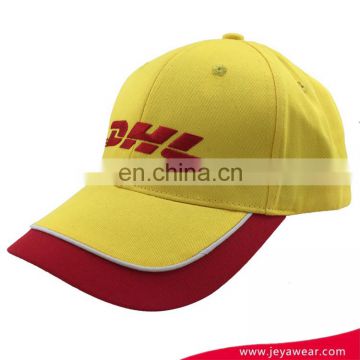 High Quality custom yellow and red baseball caps wholesale cotton 6 panel cap