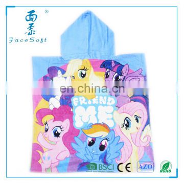 Disney Audit towel factory customized 100% cotton little pony cartoon character printed kids surf hooded poncho beach towel