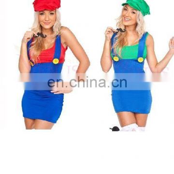 Womens Super Mario Bros Luigi Ladies Fancy Dress Costume AGC081