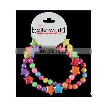 Elasticated 2 piece Bracelet Set with Round and Star Shaped Multicoloured beads