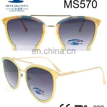 2017 Butterfly Style Double Bridge Women Metal Sunglasses (MS570)