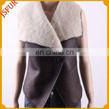 Stylish real sheepskin made vest leather biker vest