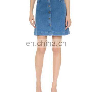 New Desigh Women Jean Skirt,Knee Length Women Denim Skirts,Blue Jean Skirt With Button Girl Denim Skirts photo-2