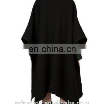 Ladies Oversized Wool-blend Cape Buckled Collar Open Front Heating Mantle Dust Coat photo-3