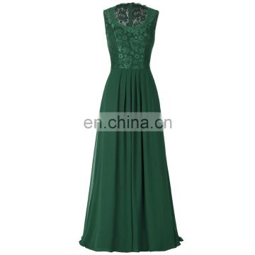 Kate Kasin Sleeveless V-Neck Lace & Chiffon Green Prom Dress KK000202-4