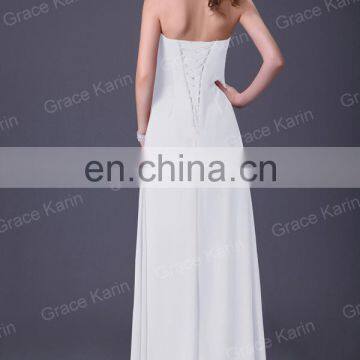 Grace Karin Strapless Chiffon Long Bridesmaid Dress With Four Colors CL3105-1 photo-2