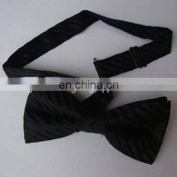 Pre tied Silk Woven Bow Tie Solid Black Color