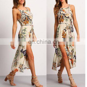 Mika72111 2017Summer Women Vintage Sexy 100% Cotton Spaghetti Strap Floral Dress For Wholesale