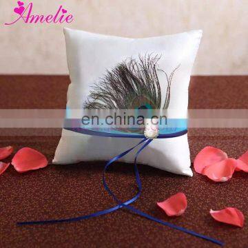 New Peacock Feather Decorated Wedding Ring Cushion For Tieing Ring