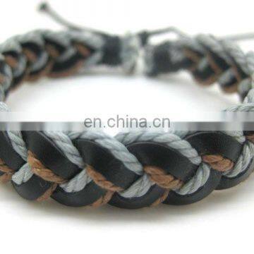 Braided Leather Rope Bracelet Adjustable handmade leather beaded bangles