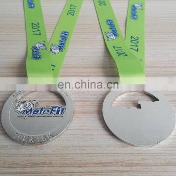 Die Casting Zinc Alloy Enamel Walk & Run Sport Ribbon Medal Silver Tone