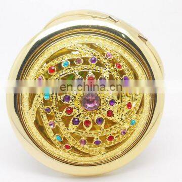 Flower Decoration Gold Metal Make-up Mirror photo-3