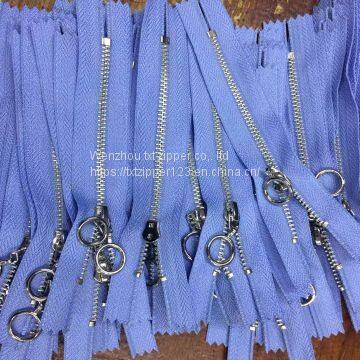 TXT Brand 5#  Metal  Brass Zipper with platinum teeth  Auto lock N-ring puller Close End
