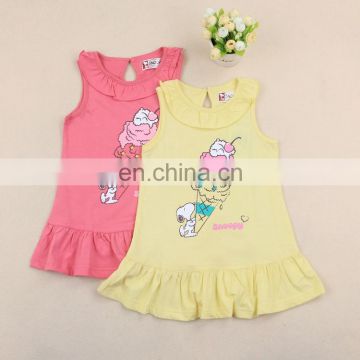 Factory Price Various Colors Summer Toddler Dress Cartoon Style Child Kids Dresses