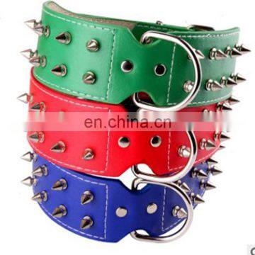 HQP-MP002 HongQiang Dog Collar Rivet Studded Collar Neck Strap Pitbull BullDog punk style Collars PU Leather