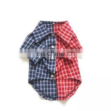 Trendy Blue Red Color Block Shirt Pet Clothes Schnauzer Plaid Dog Clothes photo-2