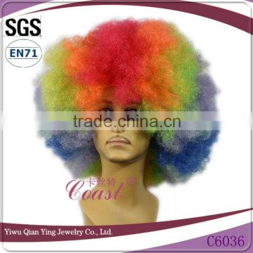 Rainbow afro synthetic wig curl design for carnival