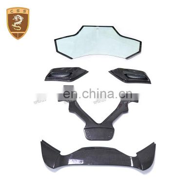 Real Carbon Fiber Engine Hood Cover For Ferra-ri 488 GTB Transparent Glass Rear Car Bonnet Hoods Cover Body Kits Styling