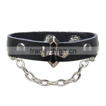 Zinc Alloy Silver Cross Pendant Different Color Leather Bracelet photo-3