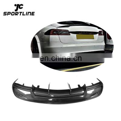 REVO Style Carbon Fiber Car Rear Lip Spoiler for Tesla Model S Base Sedan 4-Door 12-16