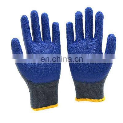 Custom Industrial Safety Construction Anti Slip Grip Heavy Duty Cotton Blend Blue Rubber Latex Coated Gardening Working Gloves photo-2