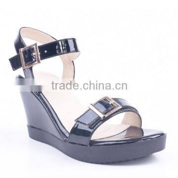 Mature Sexy Women Wholesale Shiny Upper Material High Heel Platform Wedge Sandals photo-2