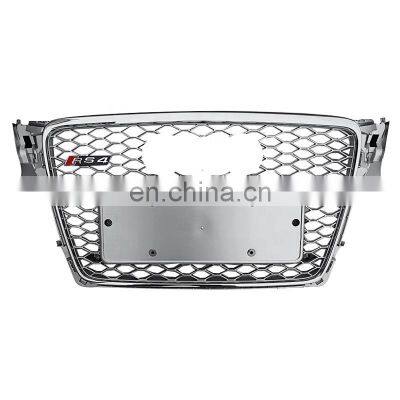 Replacement RS4 car front grille for Audi A4 B8 matt silver center honeycomb mesh  bumper grill 2008 2010 2012