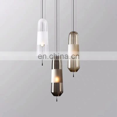 Modern LED Office Pendant Light Clear Glass Nordic Indoor Bedroom Bedside Decor Home Hotel Chandelier