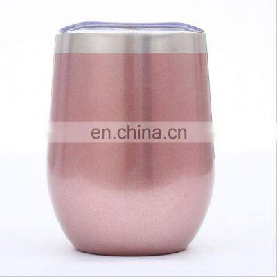 12OZ Double Wall Insulated Custom Logo Tumbler Stainless Steel Wine Tumbler With Lid And Straw