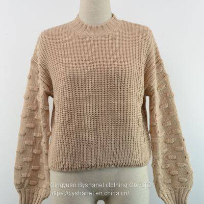 SW10 Women's Oversized Crewneck Sweater Batwing Puff Long Sleeve Cable Slouchy Pullover Jumper Tops photo-5