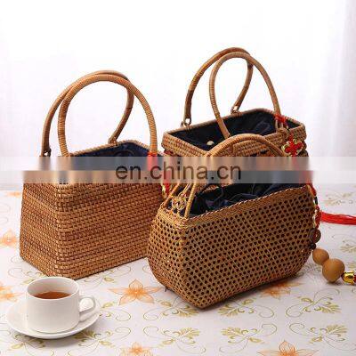 Vintage Rattan Hand Weaving Bag Gift For Her Vietnam Manufacturer