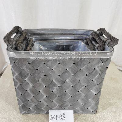 Factory Supplie Wood Chip Storage Basket with Handle