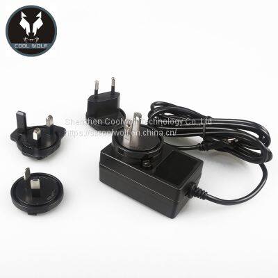 12V2A Replaceable Plug Power adapter,GS,CE,UKCA,UL,ETL,FCC,PSE,ROHS Approval, VI Efficiency,5V4A,5V5A,12V2A,12V2.5A,12V3A,24V1A,24V1.5A Multi-country plug power adapter