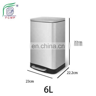 Top Quality Stainless Steel Garbage Bin Hotel Rectangular Pedal Decorative Customized Logo Trash Can