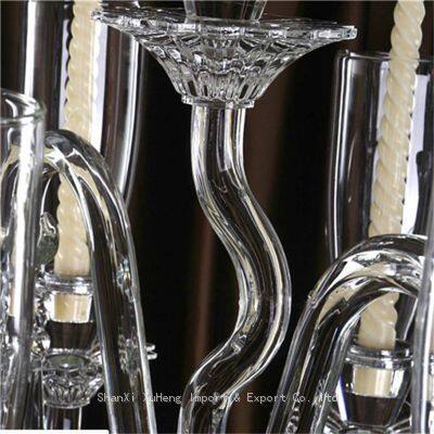 China Wholesale 9 Arms Tall Lampshade Crystal Glass Floor Candelabra photo-3