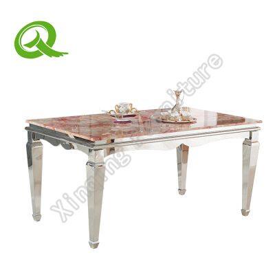 Wholesale Elegant Shining Luxury Stainless Steel Hotel Restaurant Dining Banquet Rectangle Table