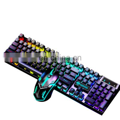 Cross-border new crack backlit keyboard and mouse set character luminous game USB wired keyboard and mouse