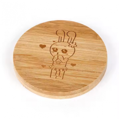 Low Quantity Carved Logo Bamboo Round Mirror Portable Mini Round Makeup Mirror Bamboo Hand Mirror in a Wooden Frame photo-5