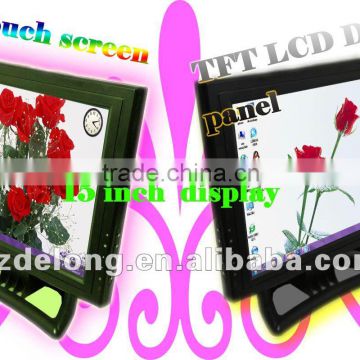 2012 China New Design 15" LCD touch panel monitor with 4-wire touch screen,VGA,AV,TV function