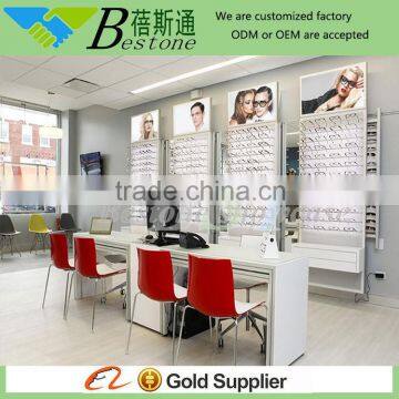 front wood table wall mount optical shop display for decoration